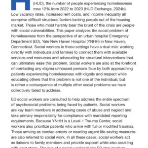 Image of the first page of the reading for the continuing education course What Can Social Workers Do to Help the Growing Number of People Experiencing Homelessness?